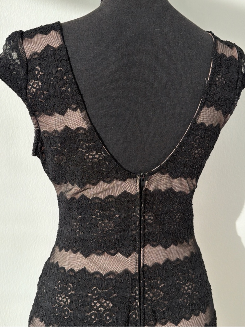 Mystic Black Lace Midi Dress with Nude Underlay - Picture 6 of 6